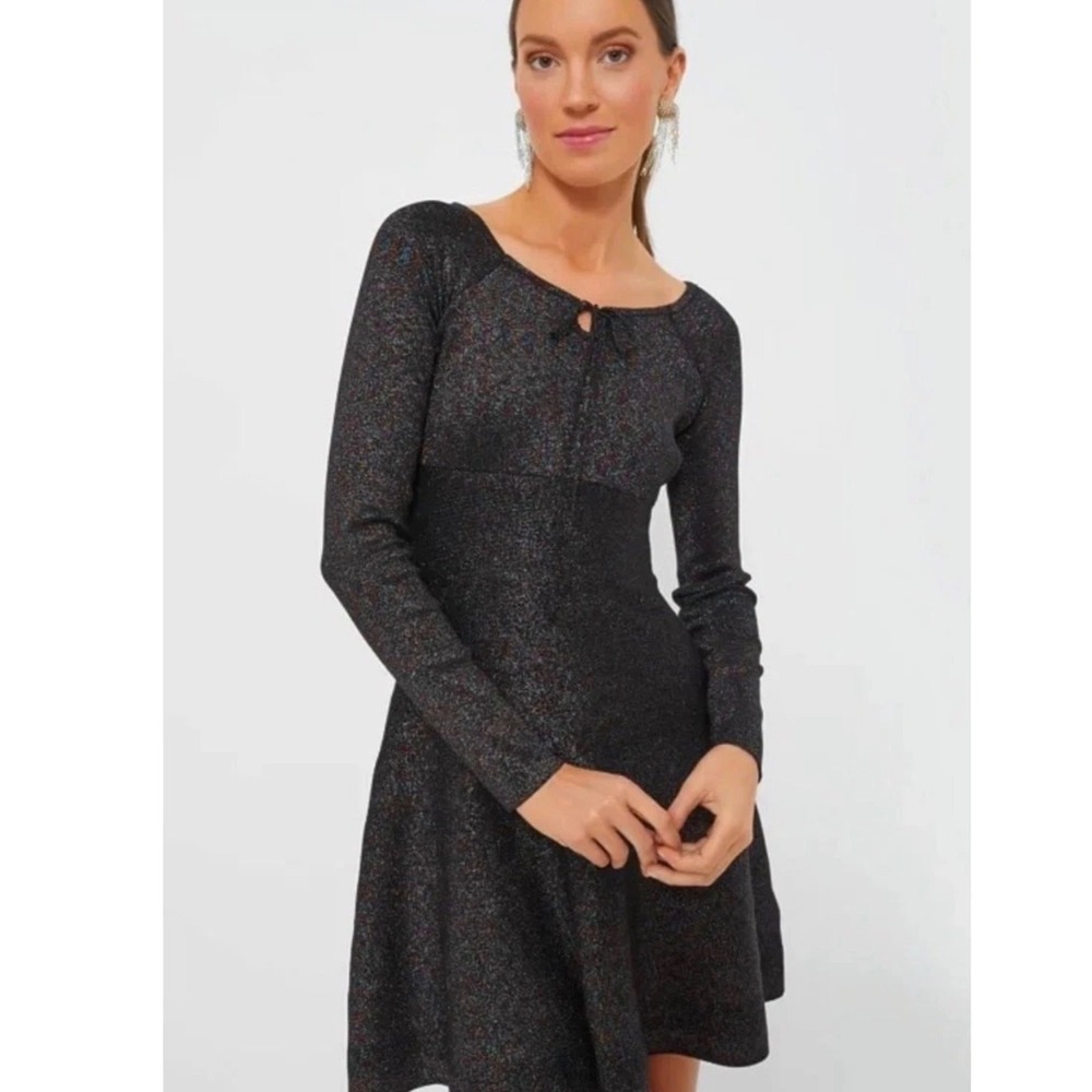 Tuckernuck Hyacinth House Selena Dress Womens Medium Black Metallic NYE Retro